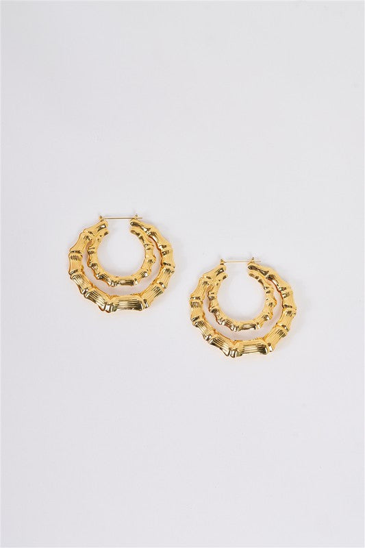 Double Circle Bamboo Hoop Earrings Tasha Apparel