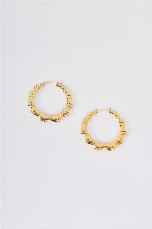 Gold Large Circle Bamboo Hoop Earrings Tasha Apparel