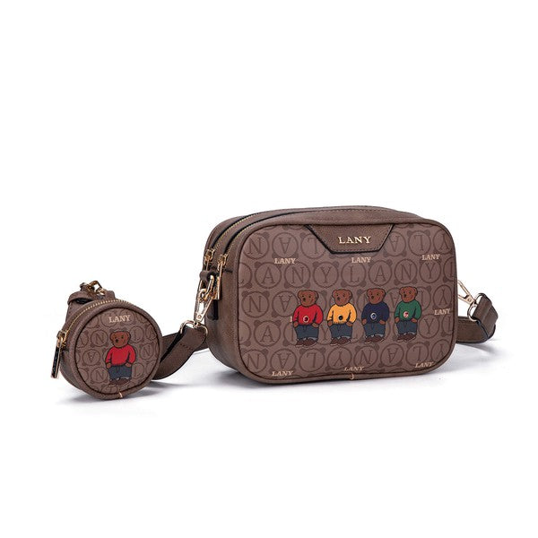 LANY Bear Monogram Crossbody & Pouch Bag Set