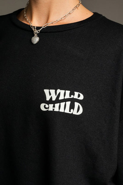 Long Sleeve Oversized Wild Child Graphic Pullover LE LIS