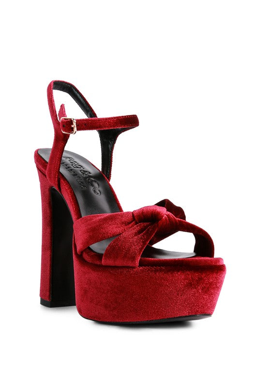 LIDDEL Velvet High Block Heeled Sandals