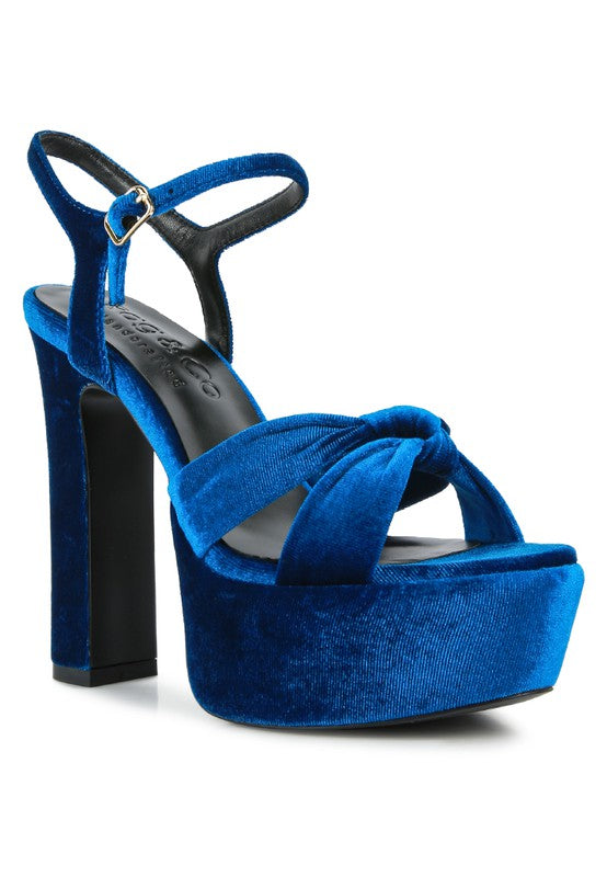 LIDDEL Velvet High Block Heeled Sandals