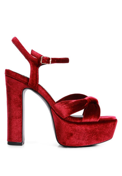 LIDDEL Velvet High Block Heeled Sandals