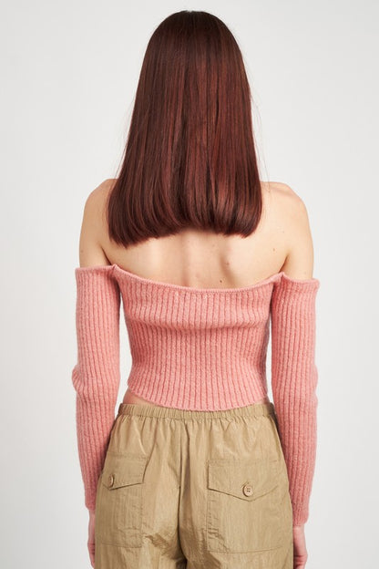 Off Shoulder Cropped Knit Top