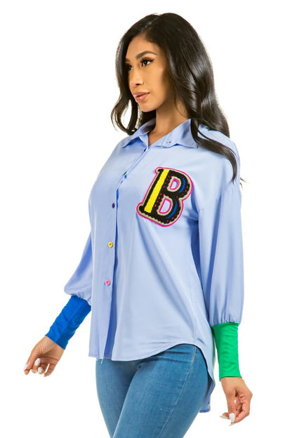 Embroidered Long Sleeve Button Shirt