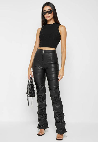 PU Leather Pants - Black