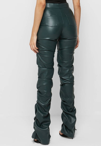 Stacked PU Leather Pants