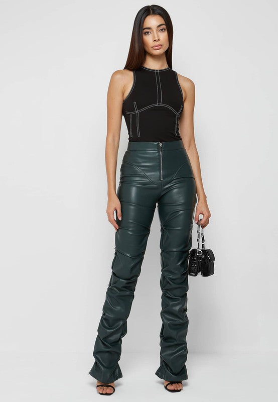 Stacked PU Leather Pants