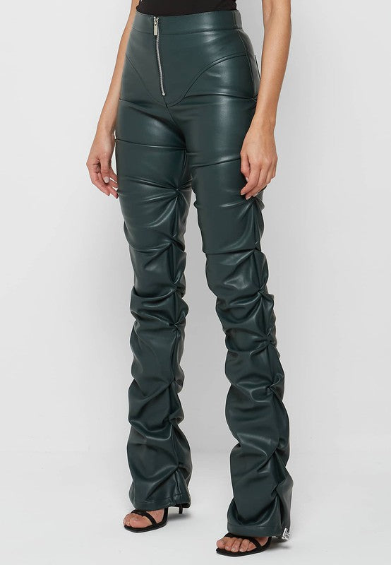 Stacked PU Leather Pants