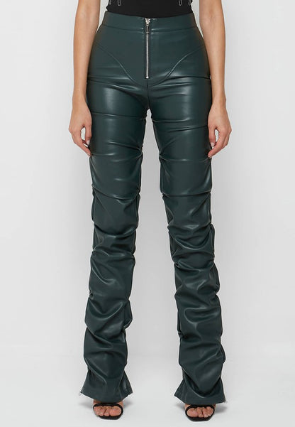 Stacked PU Leather Pants