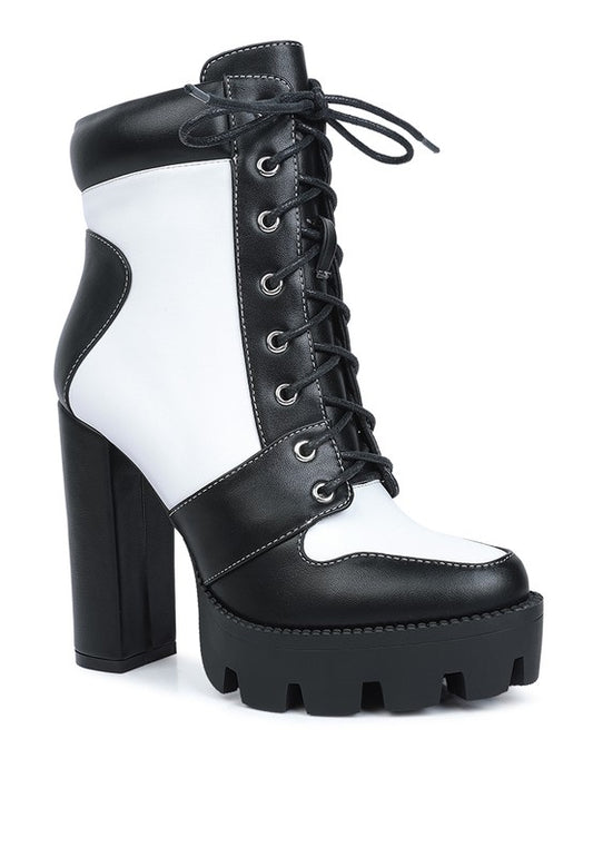 Moos Cow Printed Lace-up Block Heel Boots