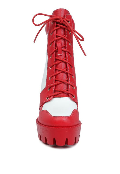 Moos Cow Printed Lace-up Block Heel Boots