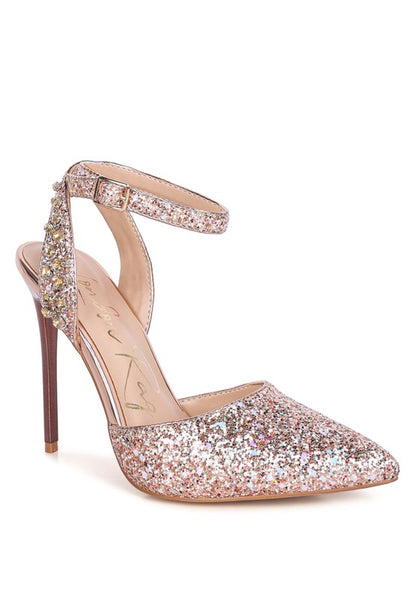 Cloriss Embellished Glitter Stiletto Sandals