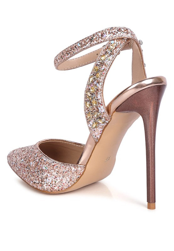 Cloriss Embellished Glitter Stiletto Sandals