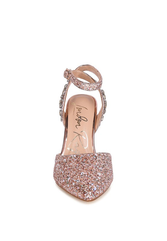 Cloriss Embellished Glitter Stiletto Sandals