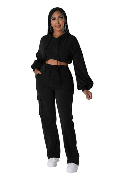 Hoodie & Cargo Sweatpants Set