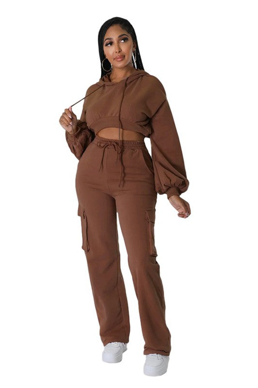 Hoodie & Cargo Sweatpants Set