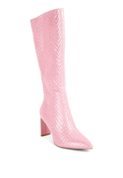 Prinkles Quilted High Italian Block Heeled Boots