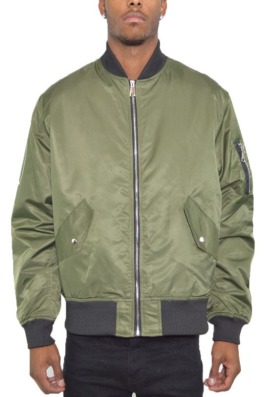 Weiv Men's Solid Padded Bomber Jacket