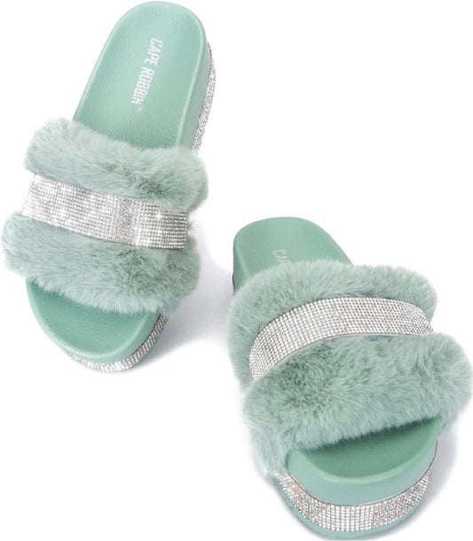 Fluffy Gem Slide Sandals GM GLOBALENTERPRISE INC