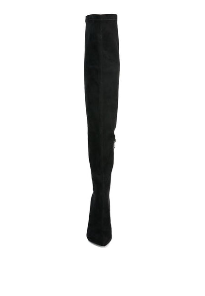 Atelier Stretch Faux Suede Stiletto Thigh Boots