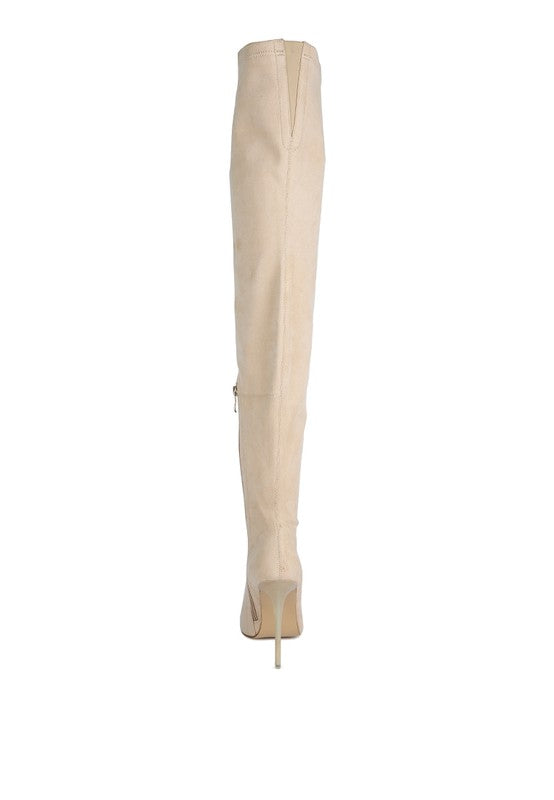 Atelier Stretch Faux Suede Stiletto Thigh Boots