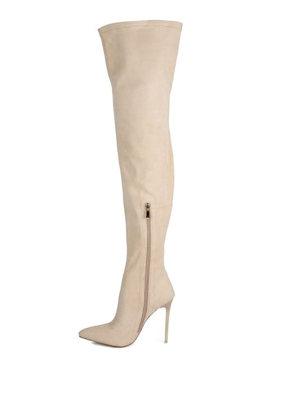 Atelier Stretch Faux Suede Stiletto Thigh Boots