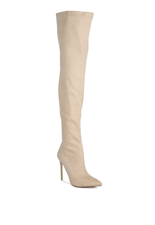 Atelier Stretch Faux Suede Stiletto Thigh Boots