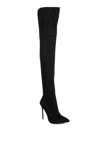 Atelier Stretch Faux Suede Stiletto Thigh Boots