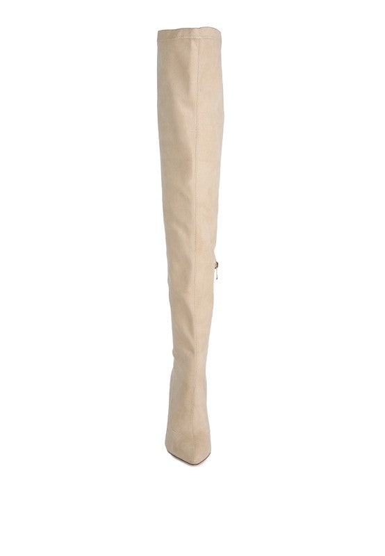 Atelier Stretch Faux Suede Stiletto Thigh Boots