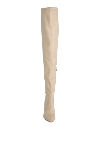 Atelier Stretch Faux Suede Stiletto Thigh Boots