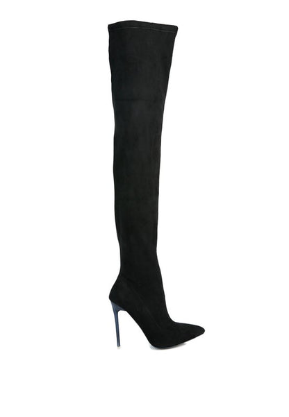 Atelier Stretch Faux Suede Stiletto Thigh Boots