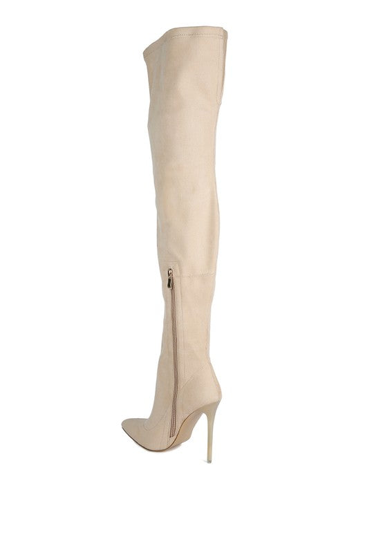 Atelier Stretch Faux Suede Stiletto Thigh Boots