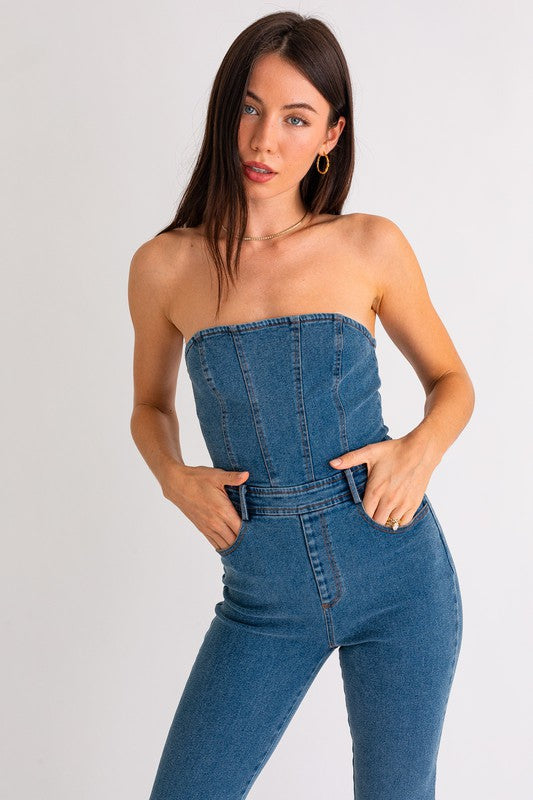 Tube Denim Jumpsuit