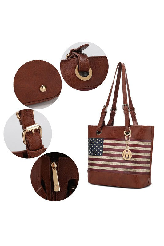 MKF Collection Vera Flag Pattern Tote Bag by Mia k