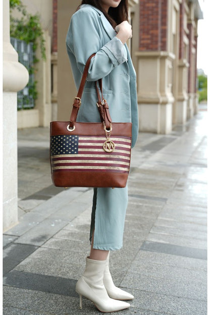 MKF Collection Vera Flag Pattern Tote Bag by Mia k