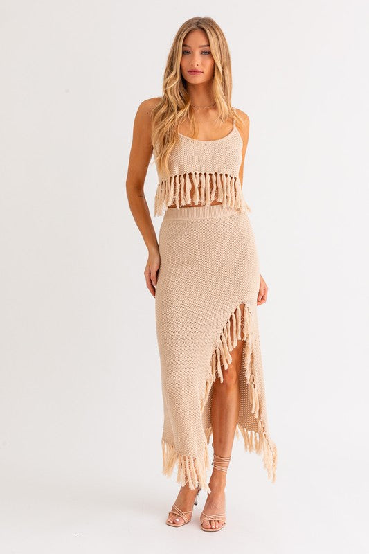 Tassel Detail Spaghetti Strap Crop Top