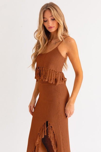 Tassel Detail Spaghetti Strap Crop Top