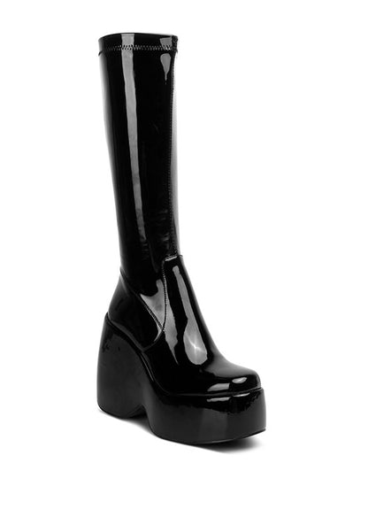 Dirty Dance Patent High Platform Calf Boots