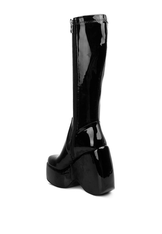 Dirty Dance Patent High Platform Calf Boots