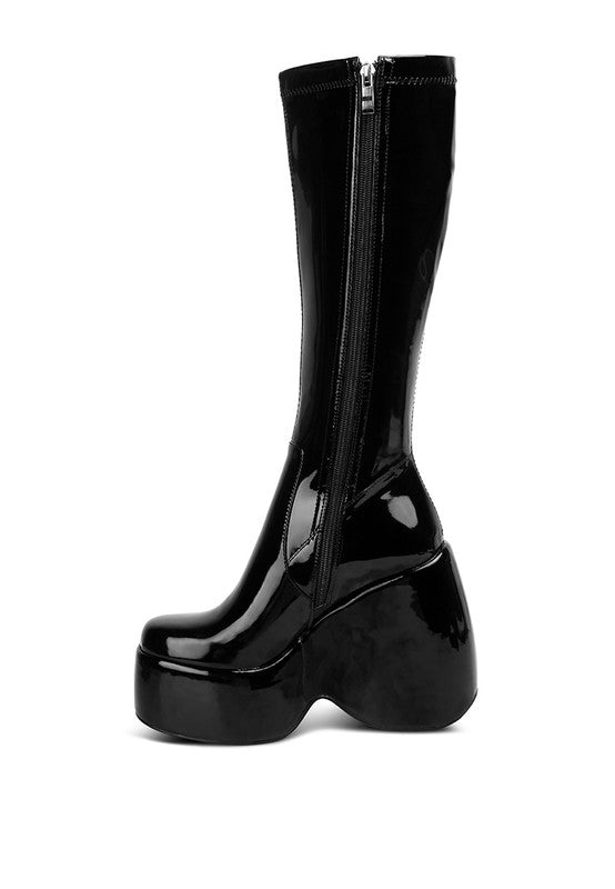 Dirty Dance Patent High Platform Calf Boots