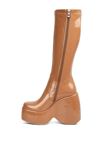 Dirty Dance Patent High Platform Calf Boots