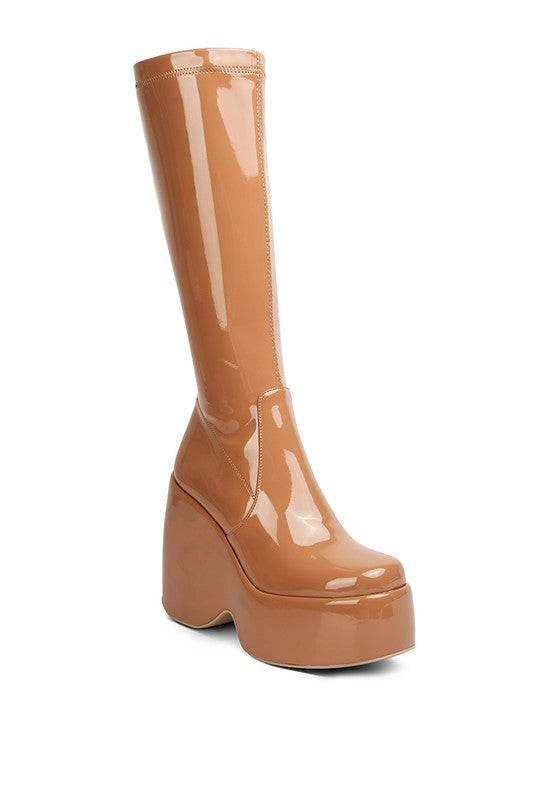 Dirty Dance Patent High Platform Calf Boots