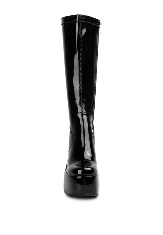 Dirty Dance Patent High Platform Calf Boots