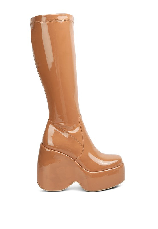 Dirty Dance Patent High Platform Calf Boots