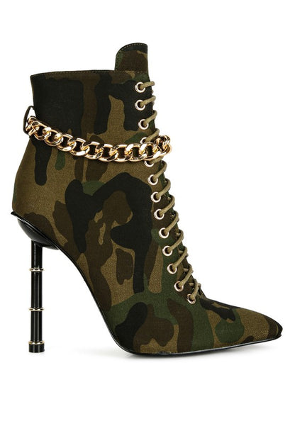 Moulin Ringed Stiletto Camouflage Ankle Boot