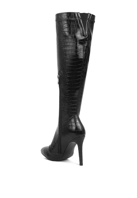 Wheedle Croc High Heeled Calf Boots