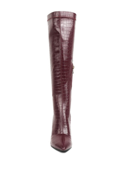 Wheedle Croc High Heeled Calf Boots