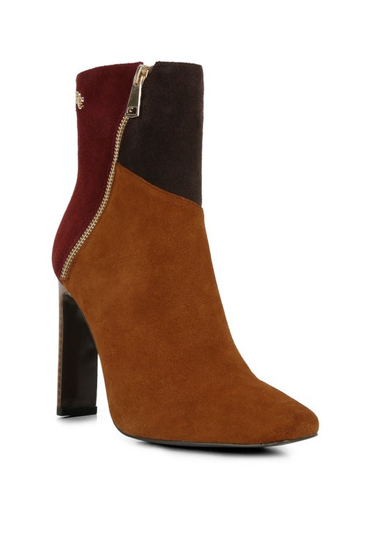 EZRA Patchwork Suede Ankle Boots