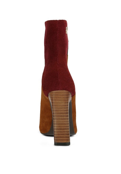 EZRA Patchwork Suede Ankle Boots